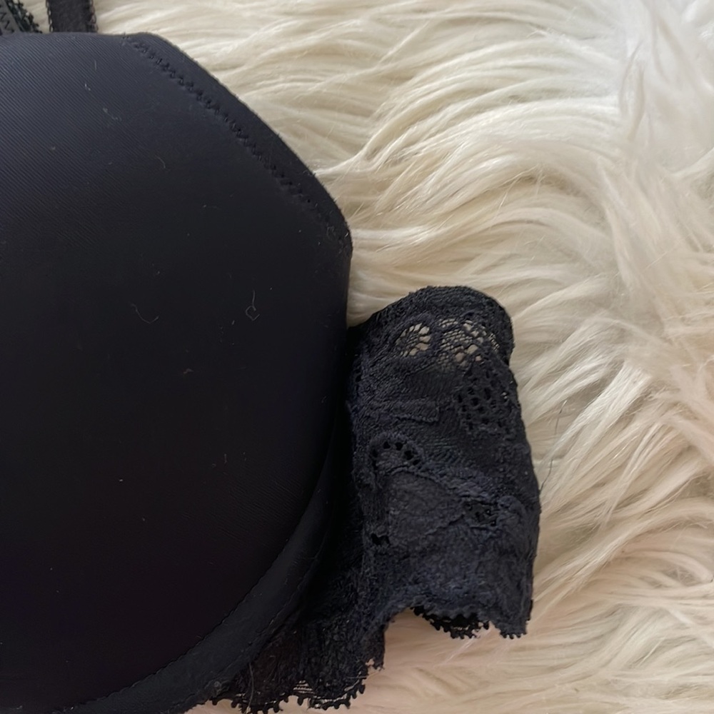 Adore me black criss cross back lacy detailed bra sz 34B front clasp padded - Picture 7 of 17